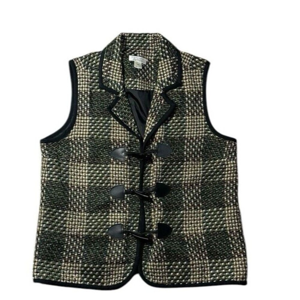 Christopher & Banks Vest M Multicolored Tweed Style toggle buttons grandmacore